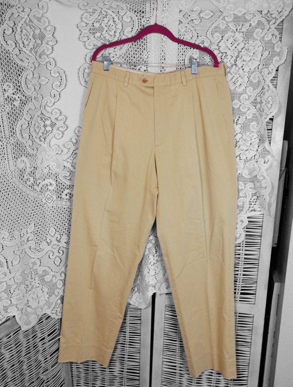 Burberry Tan Pleated Chinos